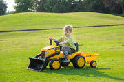 2026 12V Excavator Tractor Trailer Kids Ride On One Seater Electric Truck with RC and Wagon