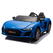 Audi R8 Spyder de 24 V con licencia 2026, biplaza, motor sin escobillas de 200 W, asiento de cuero, neumáticos inflables, hasta 9 mph
