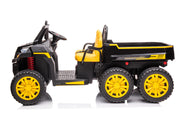 2026 24V Tractor Trailer 6 Wheeler With Dump Cart 2 Seater Kids Ride On Car 4x4 Rubber Tires, Leather Seat With RC