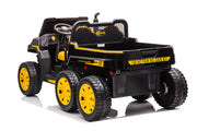2026 24V Tractor Trailer 6 Wheeler With Dump Cart 2 Seater Kids Ride On Car 4x4 Rubber Tires, Leather Seat With RC
