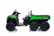 2026 24V Tractor Trailer 6 Wheeler With Dump Cart 2 Seater Kids Ride On Car 4x4 Rubber Tires, Leather Seat With RC