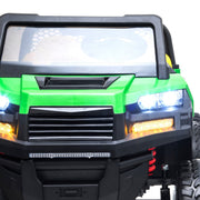 2026 24V Tractor Trailer 6 Wheeler With Dump Cart 2 Seater Kids Ride On Car 4x4 Rubber Tires, Leather Seat With RC