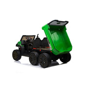 2026 24V Tractor Trailer 6 Wheeler With Dump Cart 2 Seater Kids Ride On Car 4x4 Rubber Tires, Leather Seat With RC