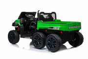 2026 24V Tractor Trailer 6 Wheeler With Dump Cart 2 Seater Kids Ride On Car 4x4 Rubber Tires, Leather Seat With RC