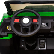 2026 24V Tractor Trailer 6 Wheeler With Dump Cart 2 Seater Kids Ride On Car 4x4 Rubber Tires, Leather Seat With RC