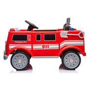 2025 12V Kids Fire Truck Electric Ride On One Seater with Leather Seat and RC