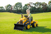 2026 12V Excavator Tractor Trailer Kids Ride On One Seater Electric Truck with RC and Wagon