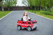 2026 12V Kids Fire Truck Electric Ride On One Seater with Leather Seat and RC