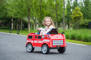2026 12V Kids Fire Truck Electric Ride On One Seater with Leather Seat and RC