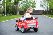 2026 12V Kids Fire Truck Electric Ride On One Seater with Leather Seat and RC