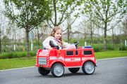 2026 12V Kids Fire Truck Electric Ride On One Seater with Leather Seat and RC