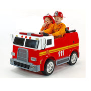 2024 24V Fire Truck 2 Seater Kids Ride On Car with Water Blaster Walkie Talkie Rubber Tires Leather Seat With RC