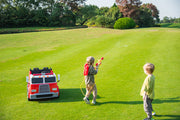 2026 24V Fire Truck 2 Seater Kids Ride On Car with Water Blaster Walkie Talkie Rubber Tires Leather Seat With RC