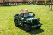 2026 24V Military Willy Jeep Style 3 Seater Electric Kids Ride On Cars with RC