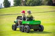 2026 24V Tractor Trailer 6 Wheeler With Dump Cart 2 Seater Kids Ride On Car 4x4 Rubber Tires, Leather Seat With RC