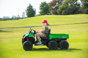 2026 24V Tractor Trailer 6 Wheeler With Dump Cart 2 Seater Kids Ride On Car 4x4 Rubber Tires, Leather Seat With RC
