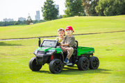 2026 24V Tractor Trailer 6 Wheeler With Dump Cart 2 Seater Kids Ride On Car 4x4 Rubber Tires, Leather Seat With RC