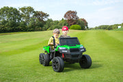 2026 24V Tractor Trailer 6 Wheeler With Dump Cart 2 Seater Kids Ride On Car 4x4 Rubber Tires, Leather Seat With RC