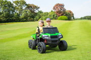 2026 24V Tractor Trailer 6 Wheeler With Dump Cart 2 Seater Kids Ride On Car 4x4 Rubber Tires, Leather Seat With RC