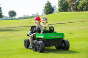 2026 24V Tractor Trailer 6 Wheeler With Dump Cart 2 Seater Kids Ride On Car 4x4 Rubber Tires, Leather Seat With RC