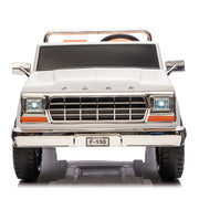 Licensed 1980 24V Ford 150 Retro 2 Seater Kids Ride on Truck, Leather Seat, Rubber Tires, with RC