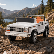 Licensed 1980 24V Ford 150 Retro 2 Seater Kids Ride on Truck, Leather Seat, Rubber Tires, with RC