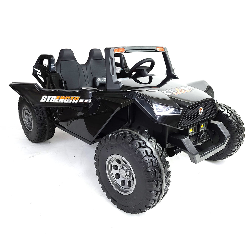 2 SEATS Kids XXL Edition 4x4 Dune Buggy 24V Ride On UTV with Rubber Wheels and RC Black