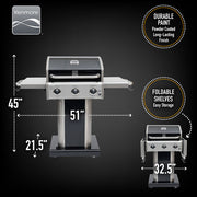 Barbecue Kenmore - 3 Burner Pedestal Grill BBQ - BLACK