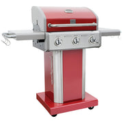 Barbecue Kenmore - 3 Burner Pedestal Grill BBQ with Foldable Side Shelves - RED