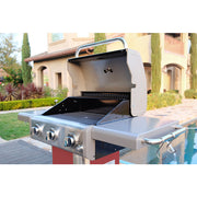Barbecue Kenmore - 3 Burner Pedestal Grill BBQ with Foldable Side Shelves - RED