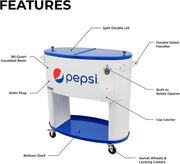 Permasteel Sporty Oval Patio Cooler Pepsi - 80QT