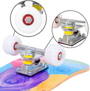 JECOLOS Pro Complete Skateboards for Beginners Adults Teens Kids Girls Boys 31"x8" Skate Boards 7 Layers Deck Maple Wood Longboards (Peacock)