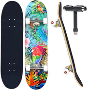 Complete Skateboards for Beginners Adults Teens Kids Girls Boys 31"x8" Skate Boards 7 Layers Deck Maple Wood Longboards (Forest)