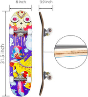 Complete Skateboards for Beginners Adults Teens Kids Girls Boys 31"x8" Skate Boards 7 Layers Deck Maple Wood Longboards (Desire)