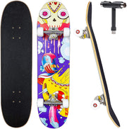 Complete Skateboards for Beginners Adults Teens Kids Girls Boys 31"x8" Skate Boards 7 Layers Deck Maple Wood Longboards (Desire)