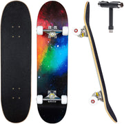 Complete Skateboards for Beginners Adults Teens Kids Girls Boys 31"x8" Skate Boards 7 Layers Deck Maple Wood Longboards (Nebulae)