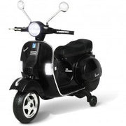 6V Kids Ride On Electric Motorcycle Vespa with Auxiliary Wheels LED Lights Music Loud Horns Rearview Mirror For Ages 2-6