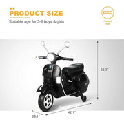 6V Kids Ride On Electric Motorcycle Vespa with Auxiliary Wheels LED Lights Music Loud Horns Rearview Mirror For Ages 2-6
