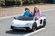 24V Licensed Lamborghini Aventador Brushless Motor electric 2 Seater Kids Ride On Cars Leather Seat Tubeless Air Tires