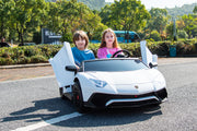24V Licensed Lamborghini Aventador Brushless Motor electric 2 Seater Kids Ride On Cars Leather Seat Tubeless Air Tires