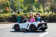 24V Licensed Lamborghini Aventador Brushless Motor electric 2 Seater Kids Ride On Cars Leather Seat Tubeless Air Tires