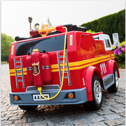 2024 24V Fire Truck 2 Seater Kids Ride On Car with Water Blaster Walkie Talkie Rubber Tires Leather Seat With RC