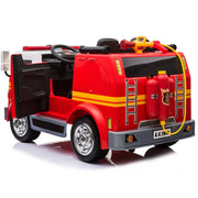 2024 24V Fire Truck 2 Seater Kids Ride On Car with Water Blaster Walkie Talkie Rubber Tires Leather Seat With RC