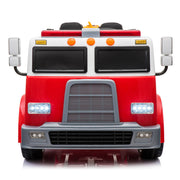 2024 24V Fire Truck 2 Seater Kids Ride On Car with Water Blaster Walkie Talkie Rubber Tires Leather Seat With RC