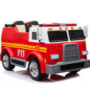 2024 24V Fire Truck 2 Seater Kids Ride On Car with Water Blaster Walkie Talkie Rubber Tires Leather Seat With RC