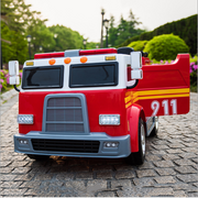 2024 24V Fire Truck 2 Seater Kids Ride On Car with Water Blaster Walkie Talkie Rubber Tires Leather Seat With RC