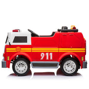 2024 24V Fire Truck 2 Seater Kids Ride On Car with Water Blaster Walkie Talkie Rubber Tires Leather Seat With RC