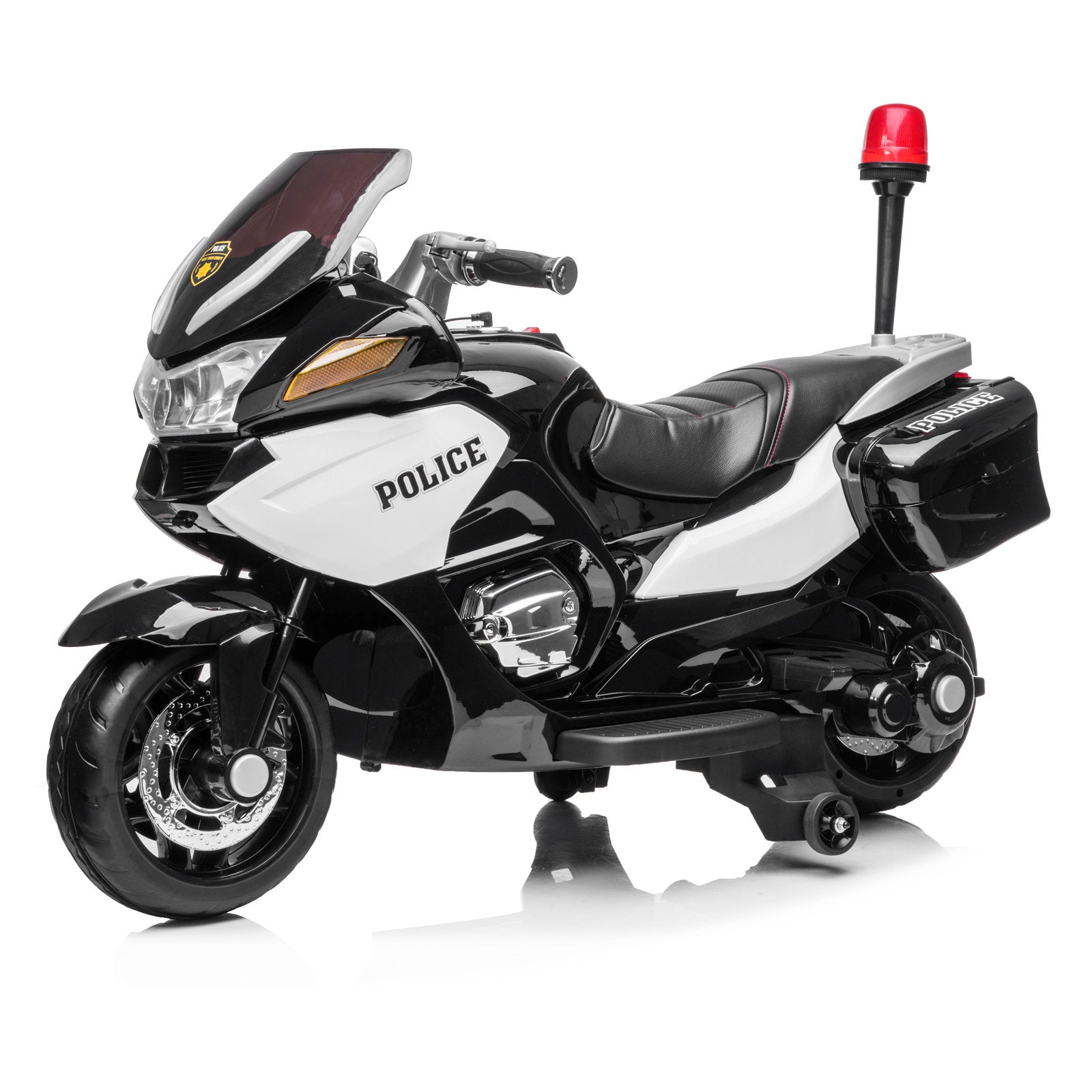 2024 24V Police Officer Ride On Motorcycle w Removable Stabilizing Wheels SD USB