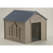 Suncast Large Dog House - Light Taupe w/Blue Roof