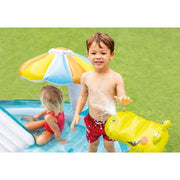 Kids Outdoor Inflatable Gator Kiddie Pool with Slide